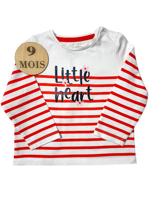 Tee-shirt, rayé rouge et blanc, In extenso