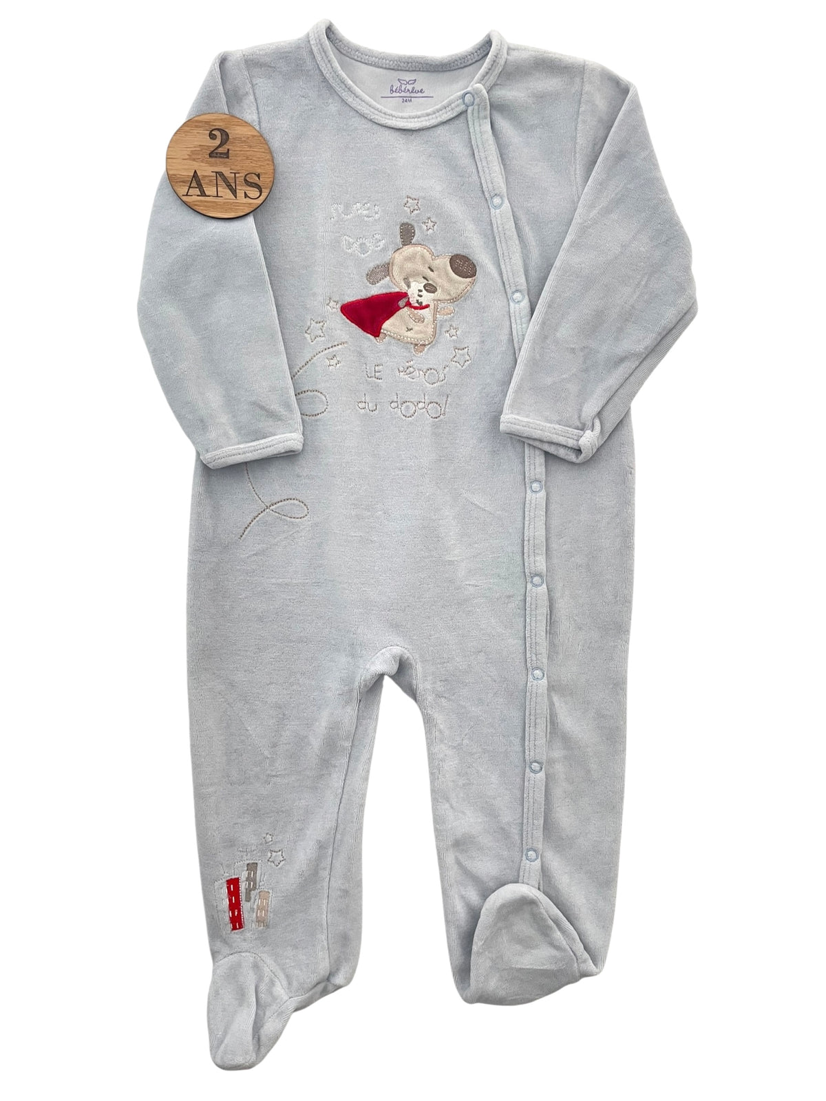 Pyjama velours, bleu clair, Bébé rêve