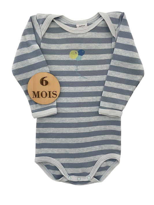 Body rayé gris, Petit Bateau