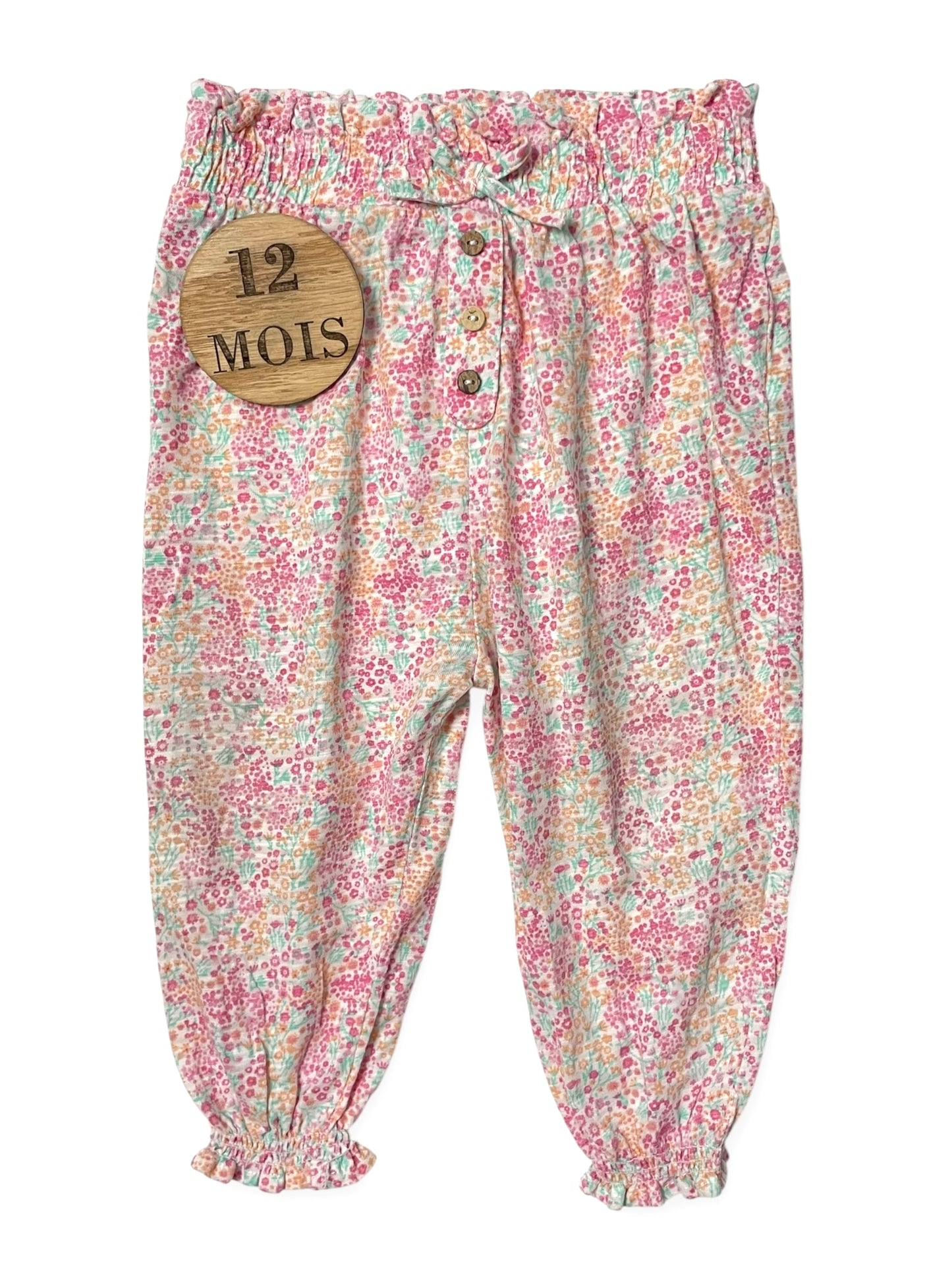 Pantalon fluide fleuri, rose, Kiabi