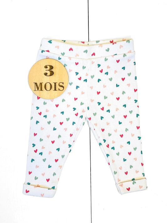 Legging cotelé blanc, coeurs, TAO