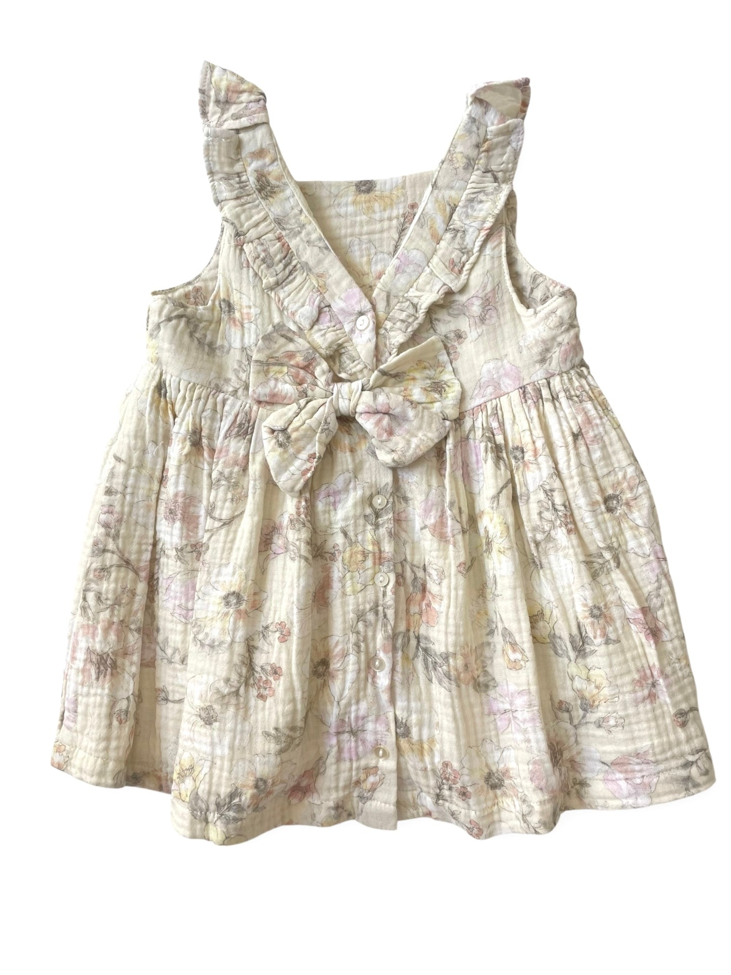 Robe gaze de coton, doublée, fleurie, Vertbaudet
