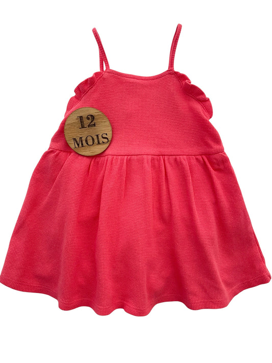 Robe rose, gaufrée, body intégré, Kiabi