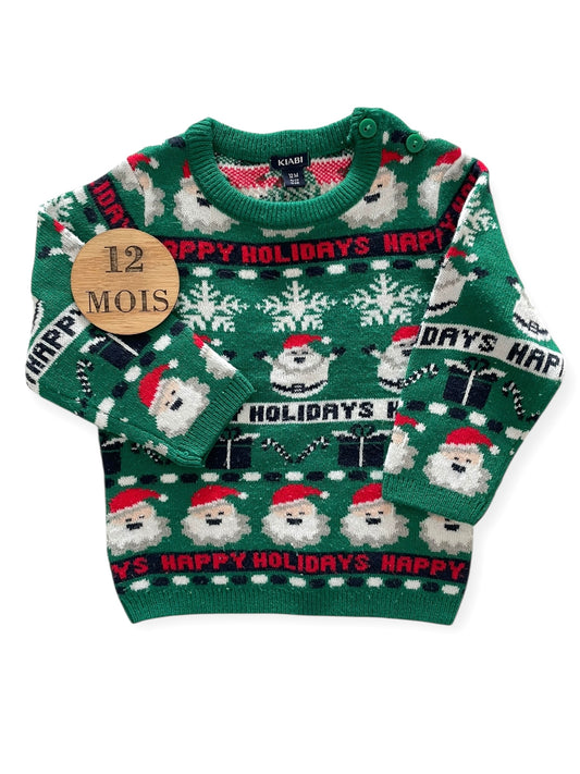 NOËL- pull en mailles, vert , Kiabi
