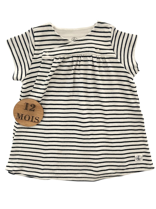 Robe cache-cœur, rayée, Petit Bateau