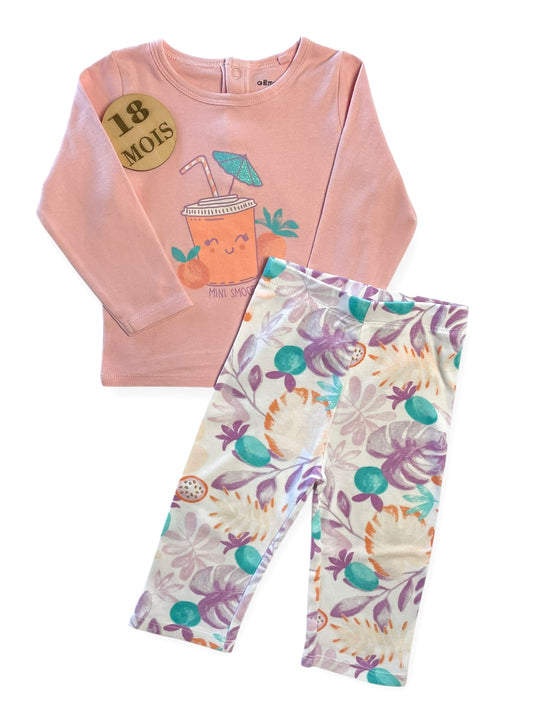 Pyjama 2 pièces, rose et violet, Gémo