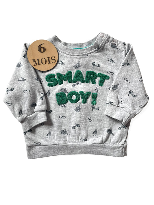 Sweat gris, smart boy, Tissaïa