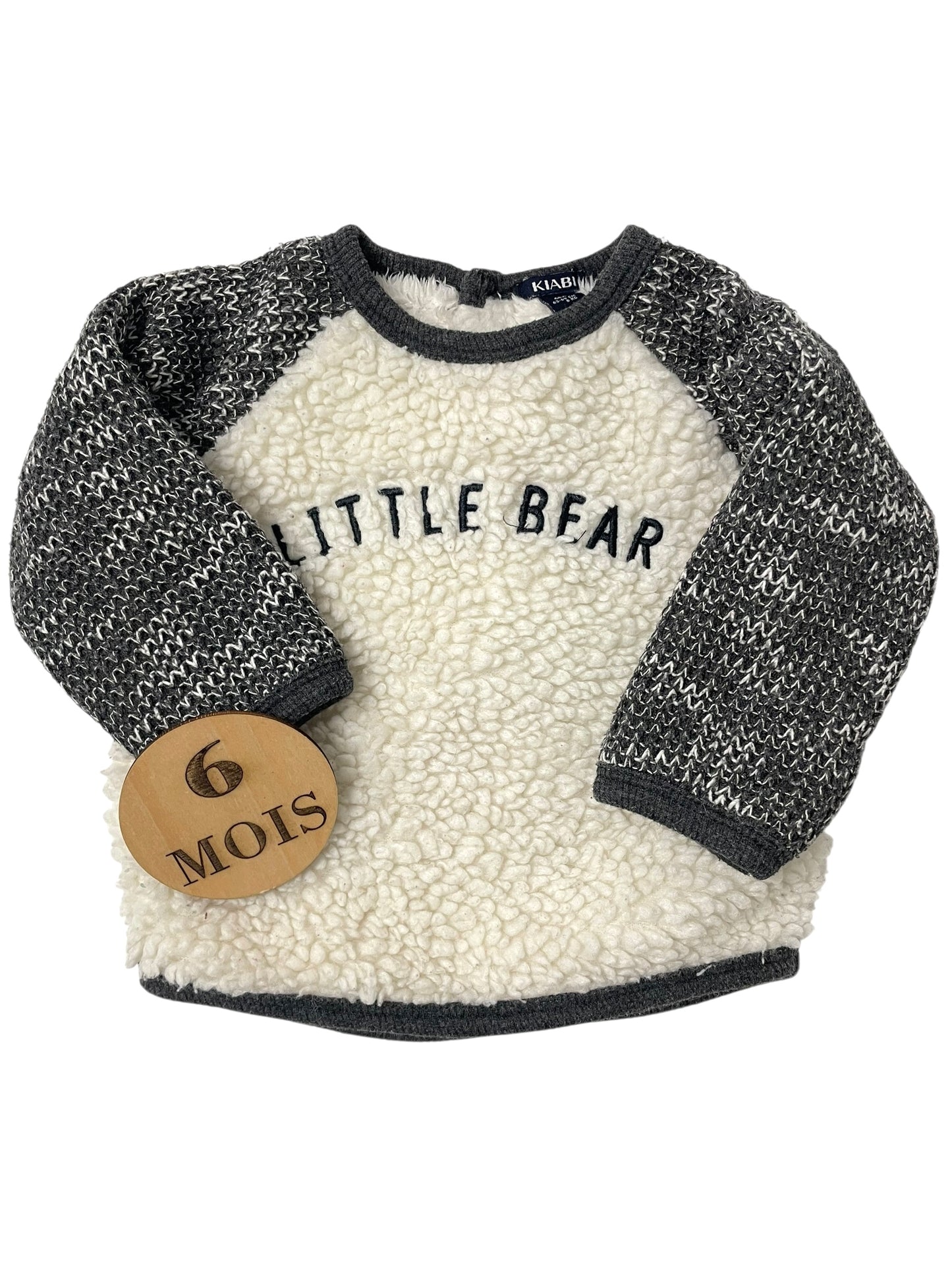 Pull épais, écru et gris, Kiabi