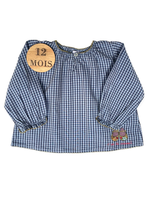 Blouse, vichy, bleue, Petit Bateau