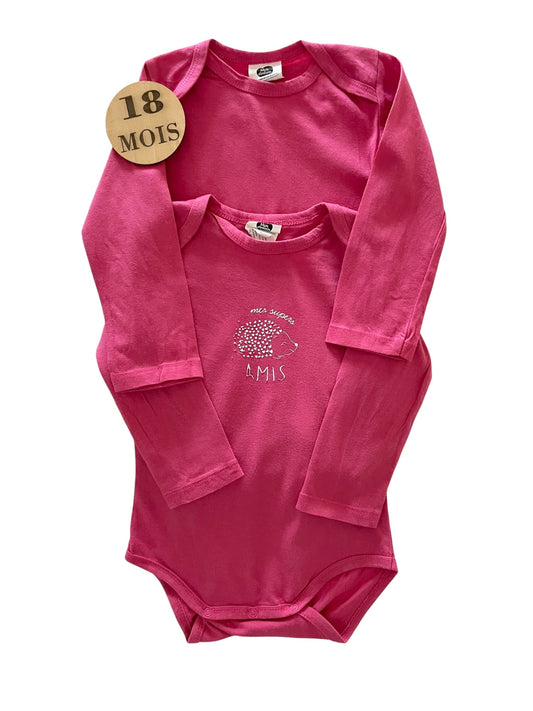 Lot 2 bodies roses, Mots d’enfants