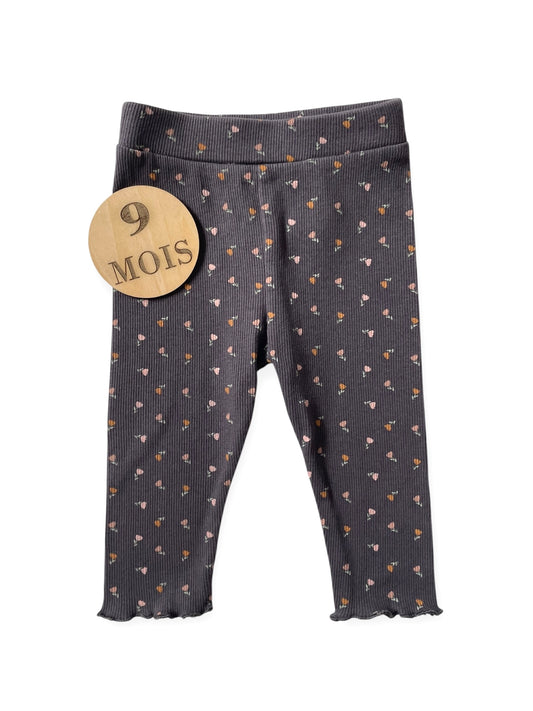 Legging côtelé, gris fleuri, Kiabi