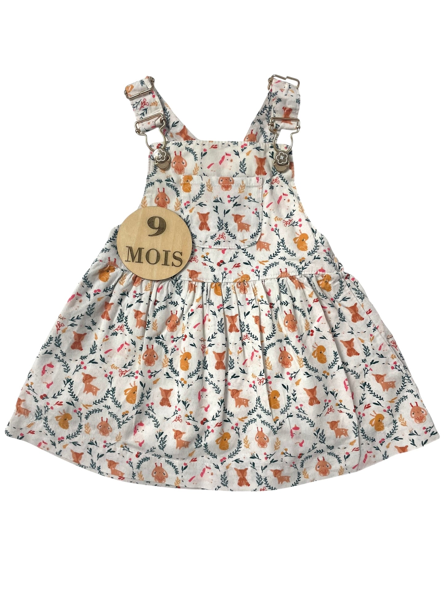 Robe salopette velours, biches / licornes, Sergent Major