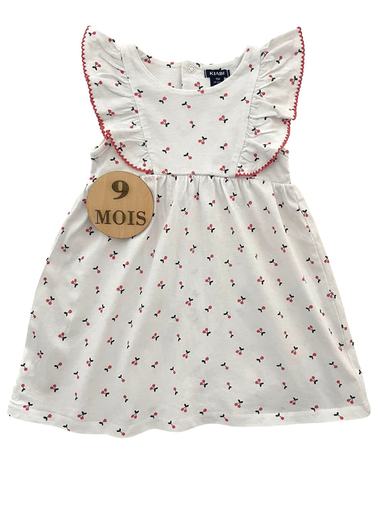 Robe blanche, cerises, Kiabi