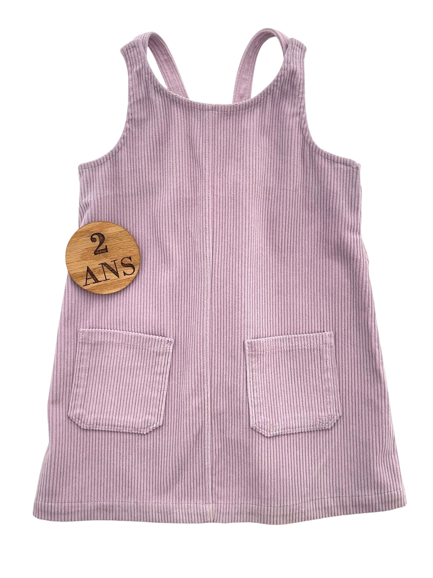 Robe salopette velours côtelé, lilas, Obaïbi