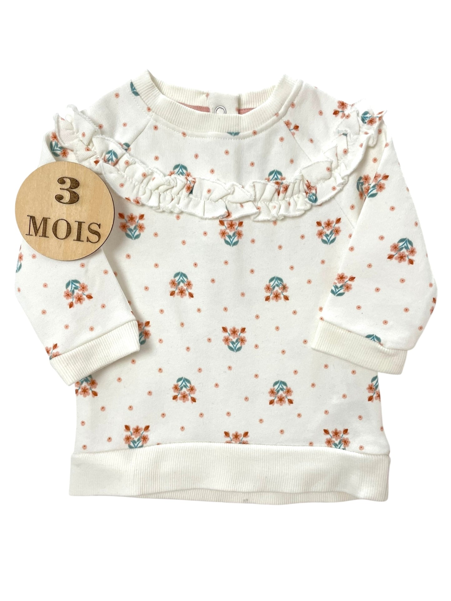 Robe sweat écrue, fleurie, Orchestra