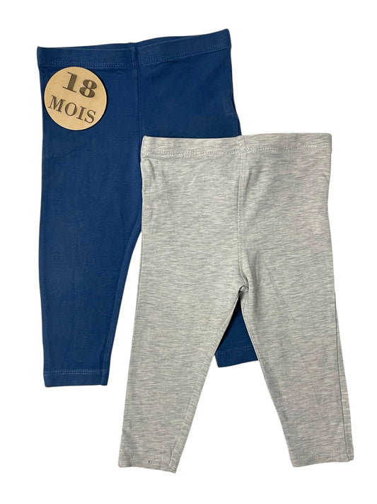 Lot 2 leggings, bleu-marine et gris,