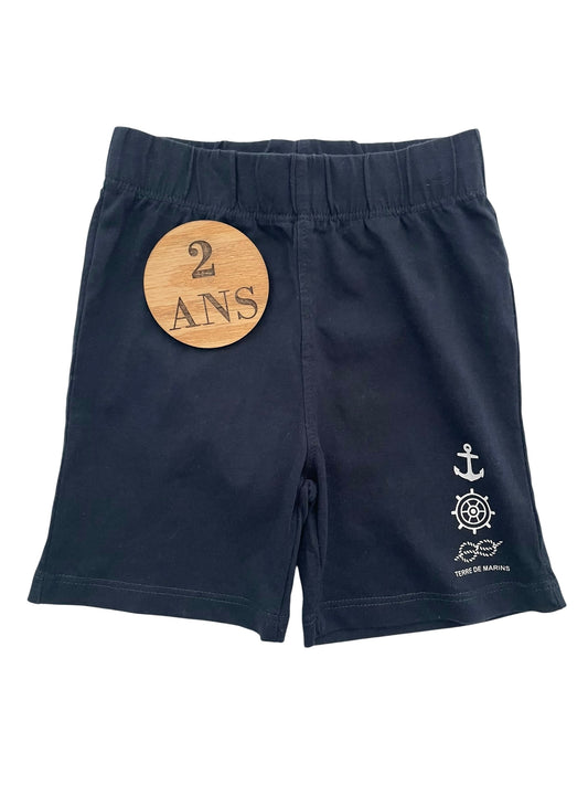 Short en coton bleu-marine, Terre de Marins