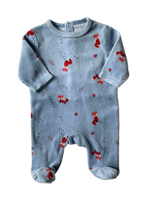 Pyjama velours bleu, renard, mes petits cailloux