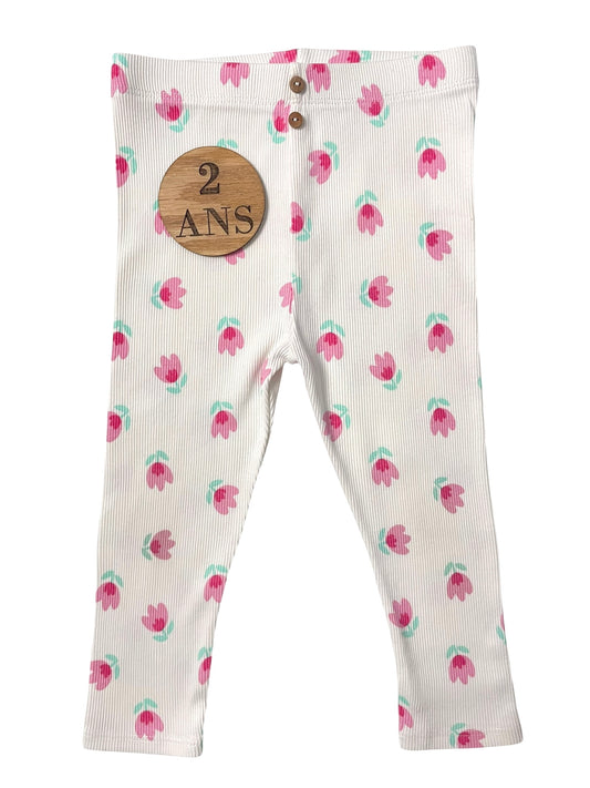 Legging côtelé fleuri, Kiabi