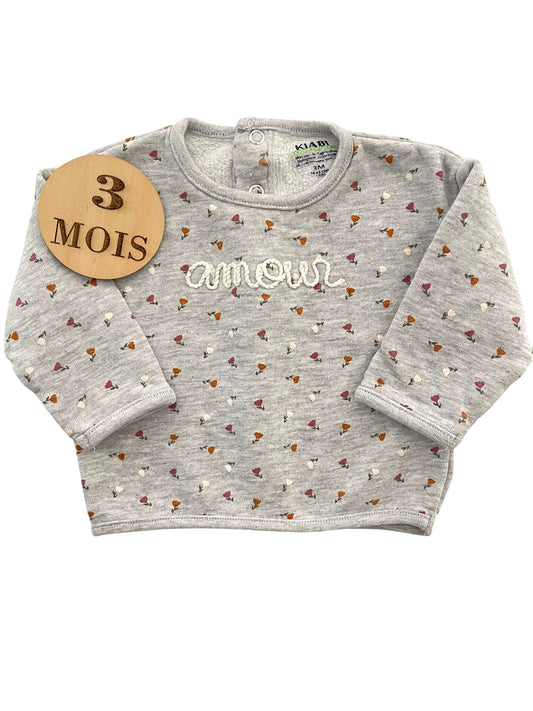 Sweat gris fleuri, Kiabi
