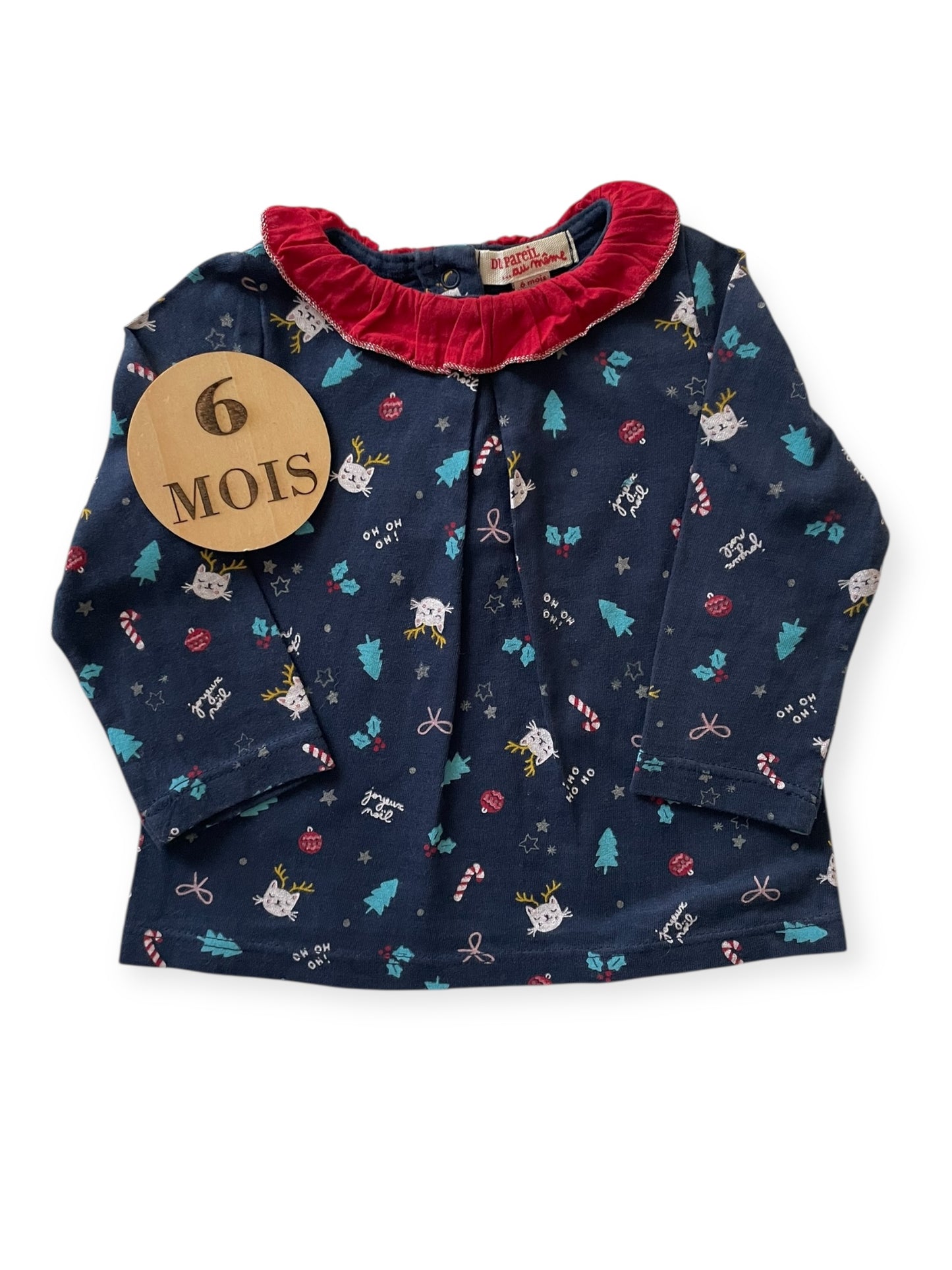 NOËL - Tee-shirt bleu-marine, à col, DPAM