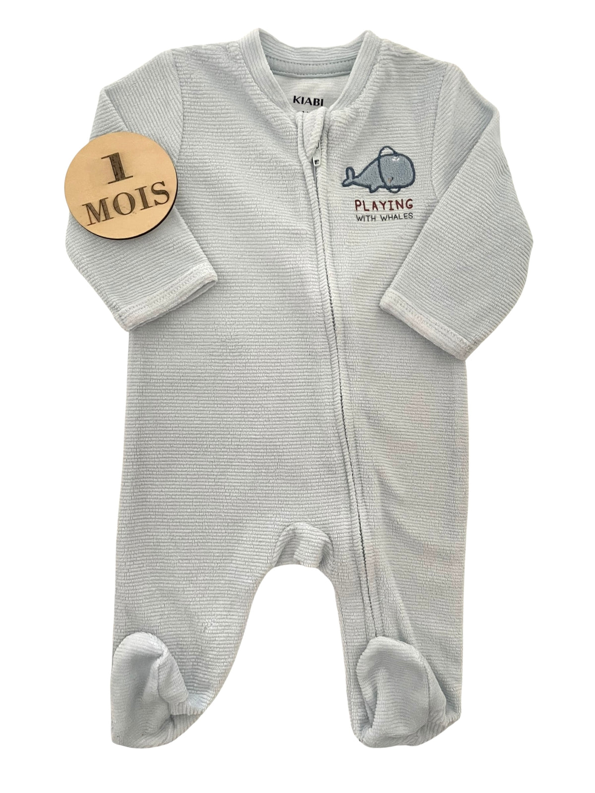 Pyjama velours côtelé, bleu-ciel, Kiabi