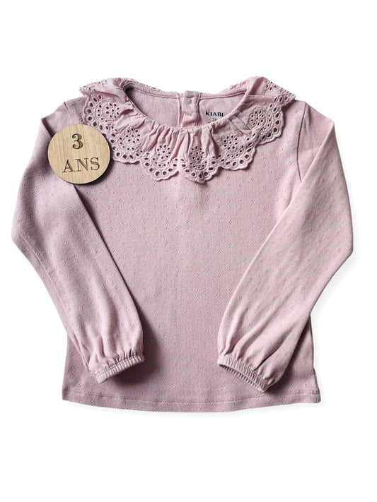 Tee-shirt rose à col, Kiabi
