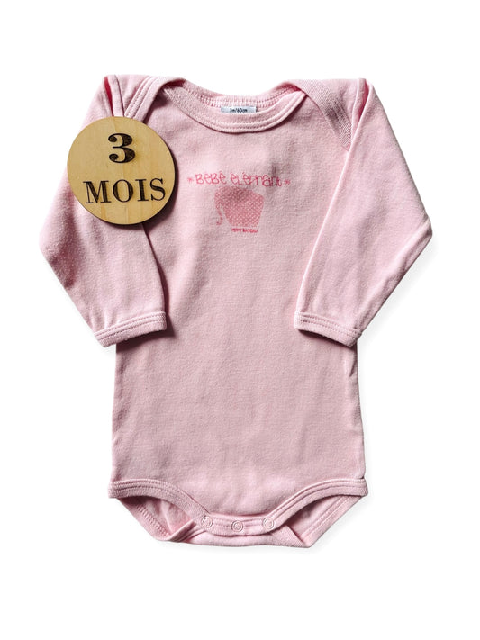 Body rose pâle, éléphant, Petit Bateau