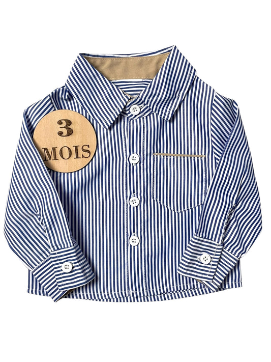 Chemise souple, rayée, bleu-clair, matière élasthanne