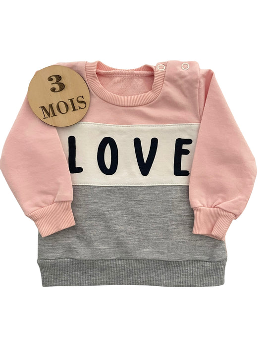 Sweat fin tricolore, love