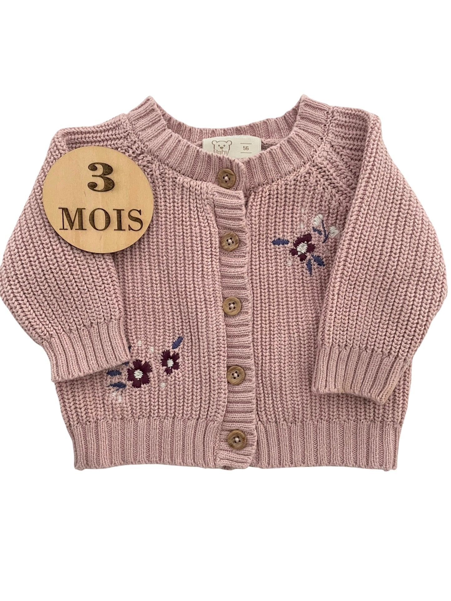 Gilet en mailles, rose fleuri, Baby