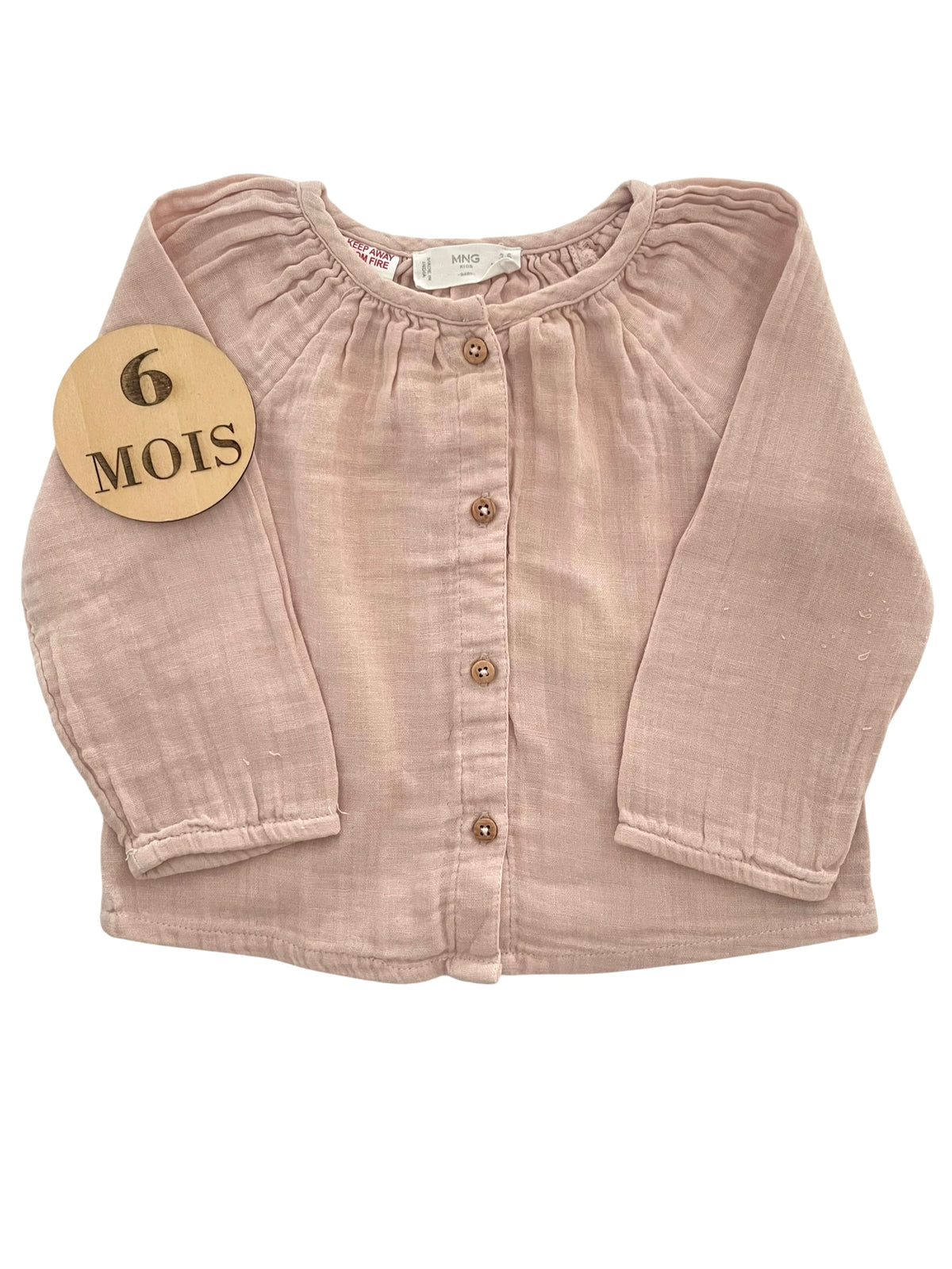 Chemisier rose, gaze de coton, Mango
