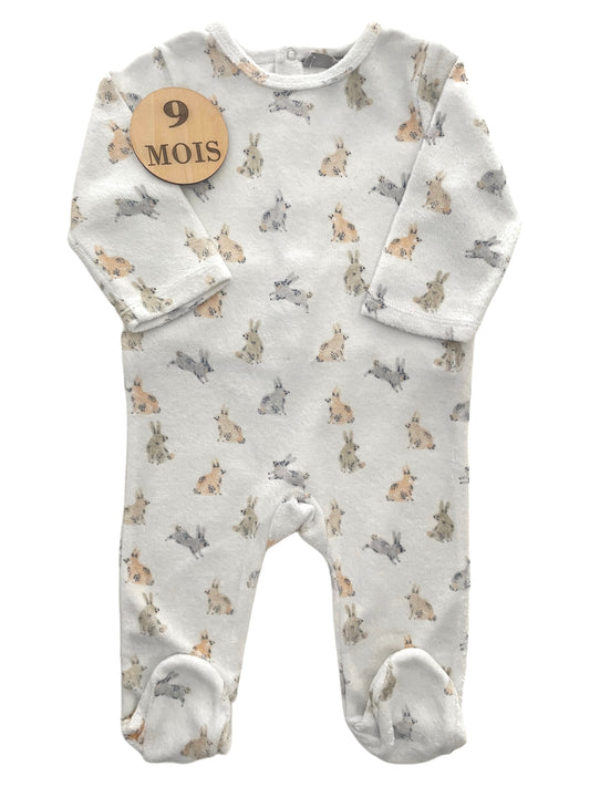 Pyjama velours blanc, lapins, Bout’chou