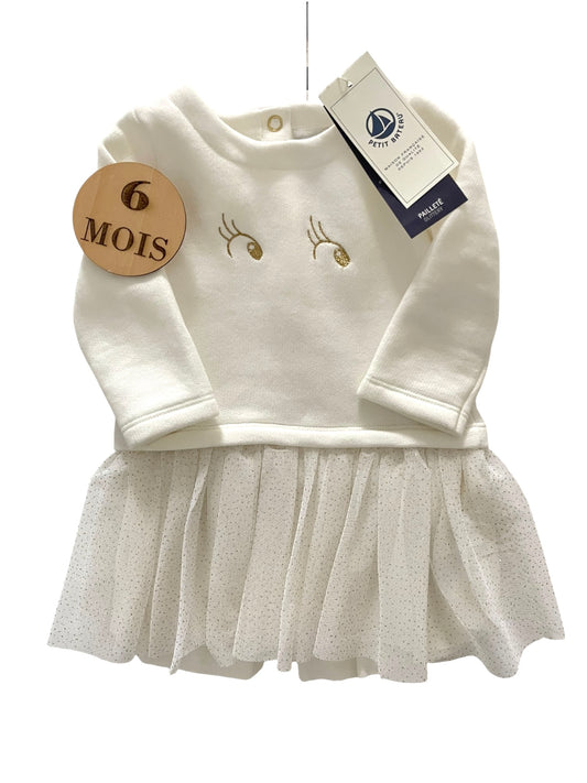 Robe hiver, bi-matière, écrue, Petit Bateau