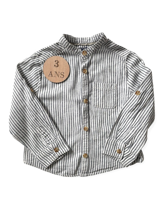 Chemise rayée, 50% lin, Kiabi