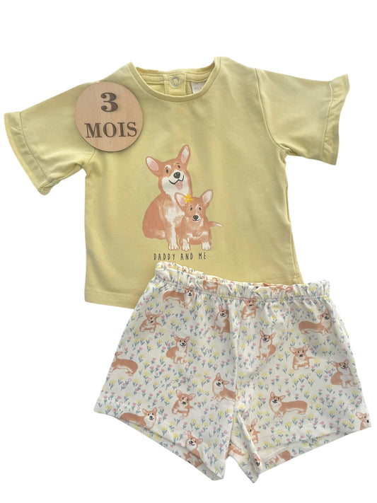 Ensemble short et tee-shirt, jaune, Bel & Bo
