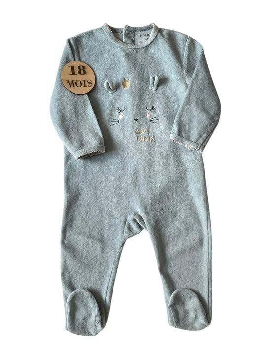 Pyjama velours, bleu, Kiabi
