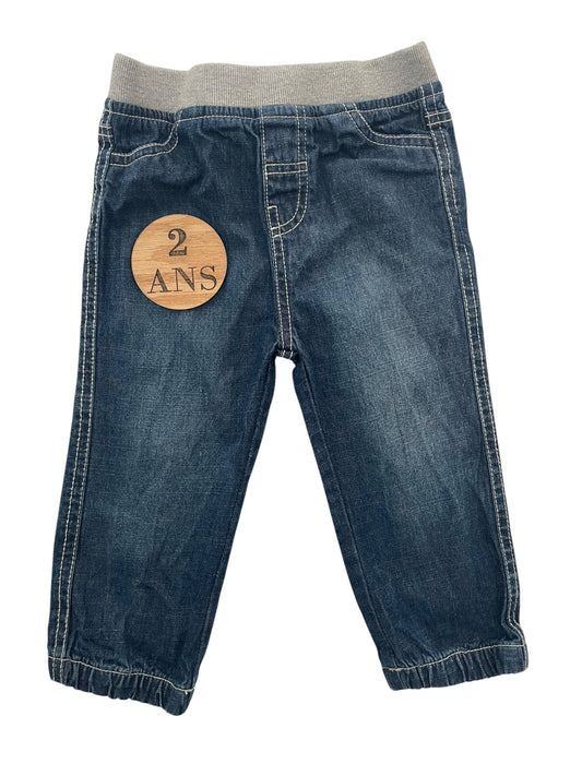 Jean bleu, taille élastique, influx