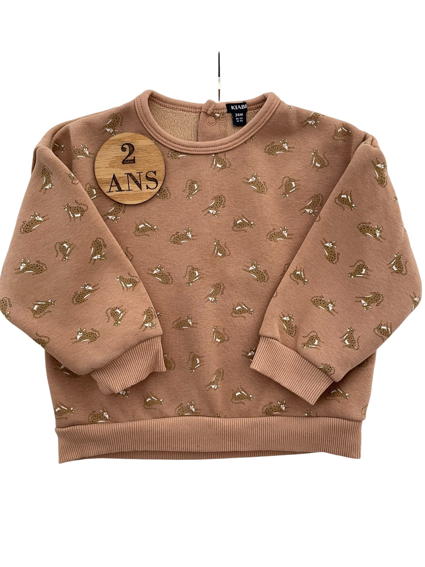 Sweat marron, léopards, doublé polaire, Kiabi