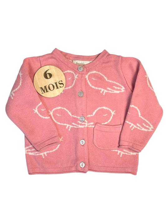 Gilet épais, rose, oiseaux, Lupillu