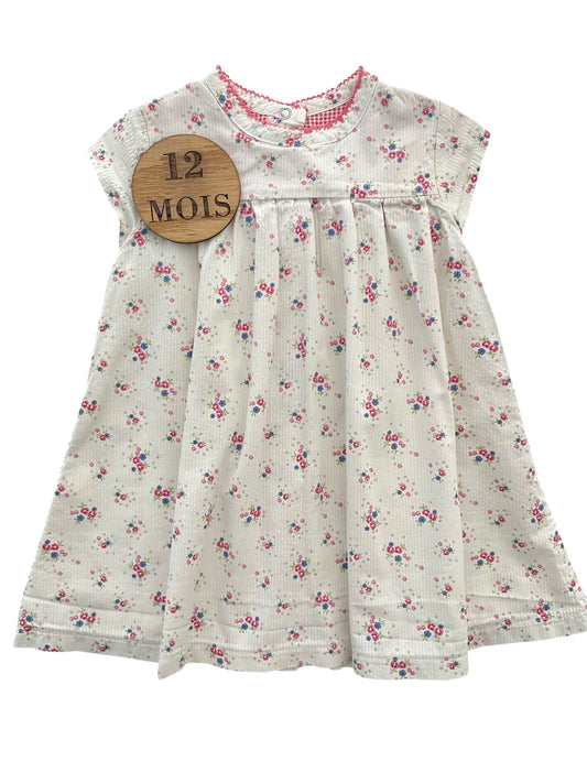 Robe écrue, fleurie, Petit Bateau