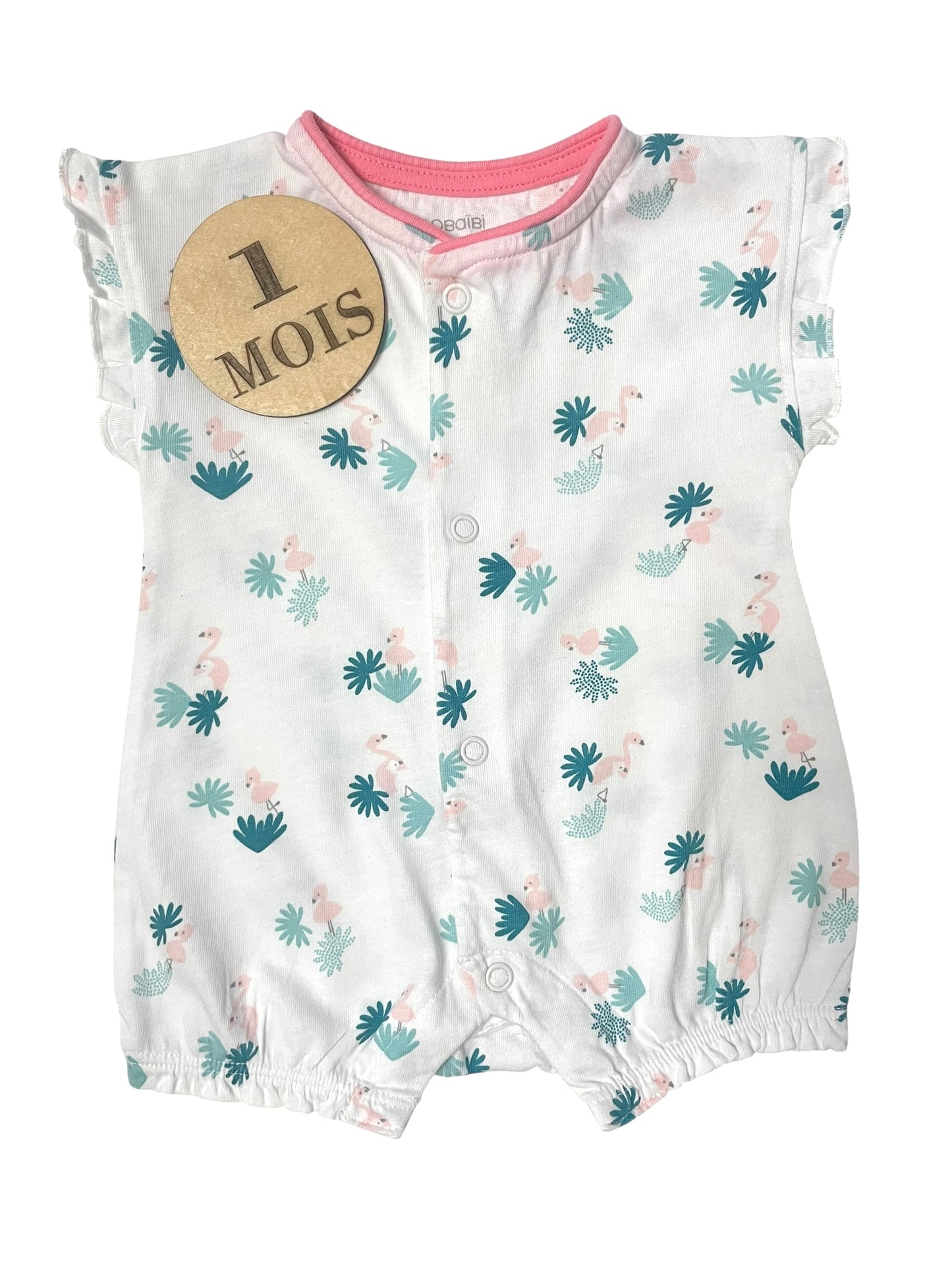 Combinaison blanche, flamants rose, Obaïbi