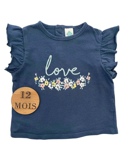 Tee-shirt bleu marine, love, TEX