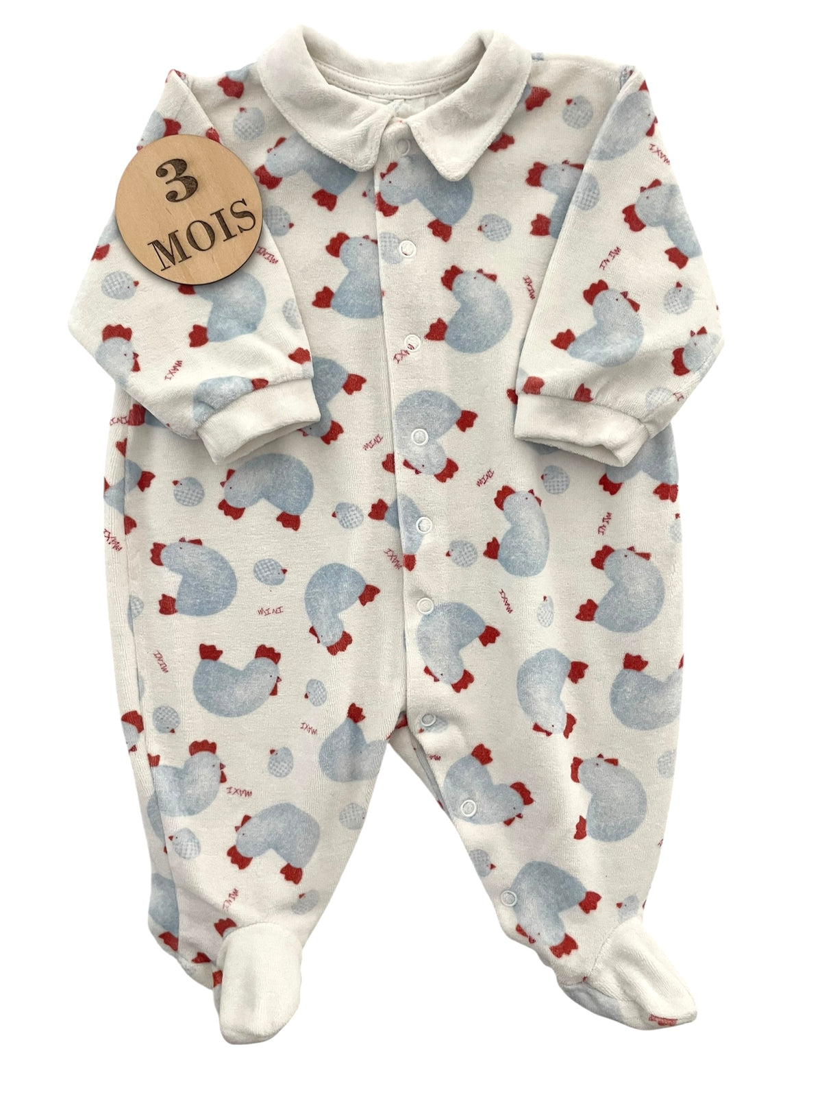 Pyjama velours, vintage, poules