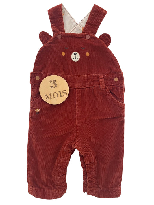 Salopette velours, ourson, Sergent Major