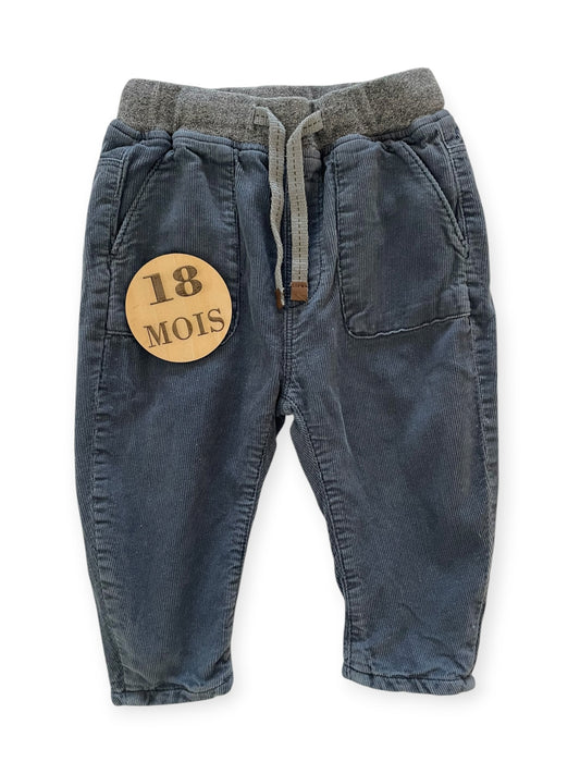 Pantalon velours gris, doublé coton, Zara