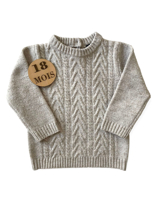 Pull en mailles, gris/ beige, Kiabi