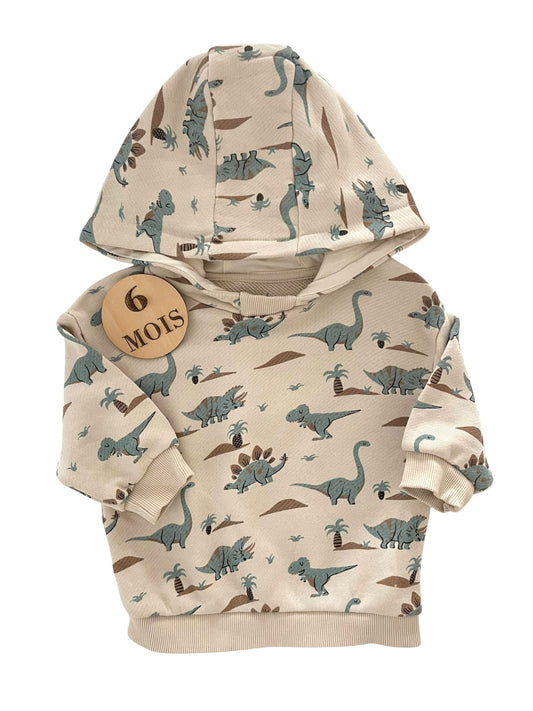 Sweat à capuche, dinosaures, Kiabi