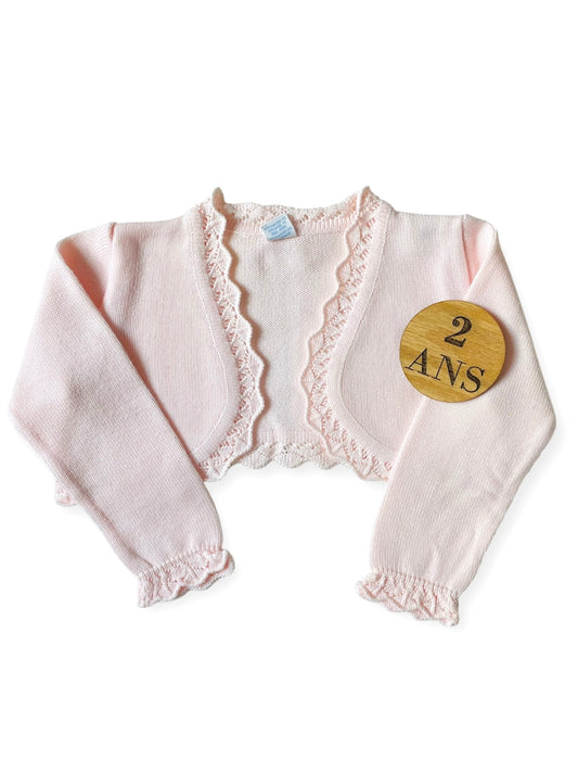 Gilet boléro, en mailles, rose pâle