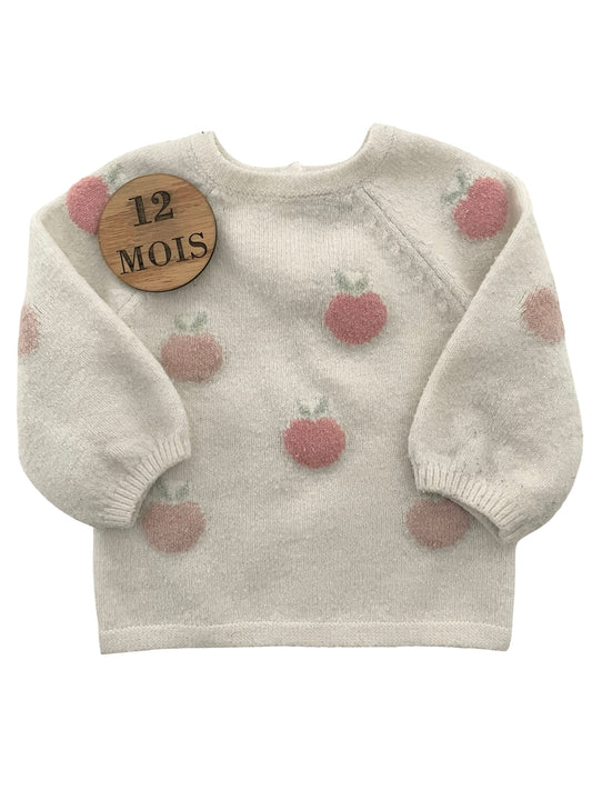 Pull écru, pommes, Kiabi